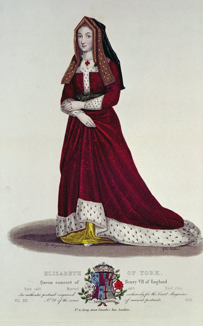 Porträt von Elizabeth von York, 1841 (Farbstich) von English School